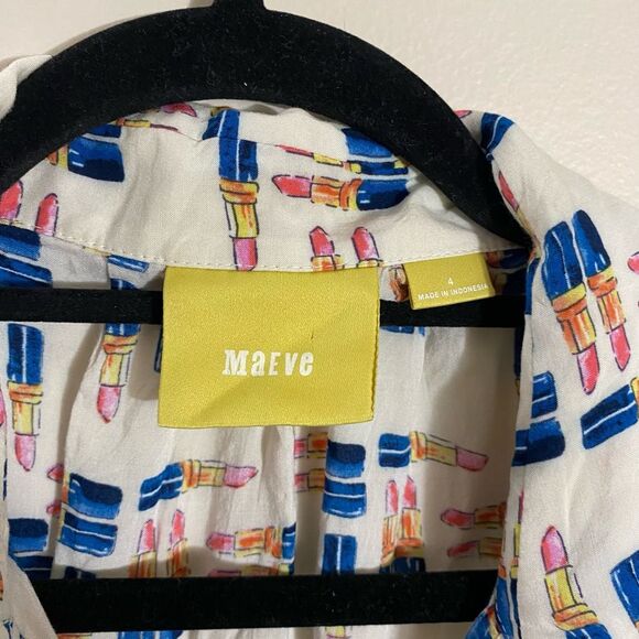 Maeve Women’s Size 4 Sleeveless Novelty Lipstick Blouse Collared Button Down - Picture 6 of 6